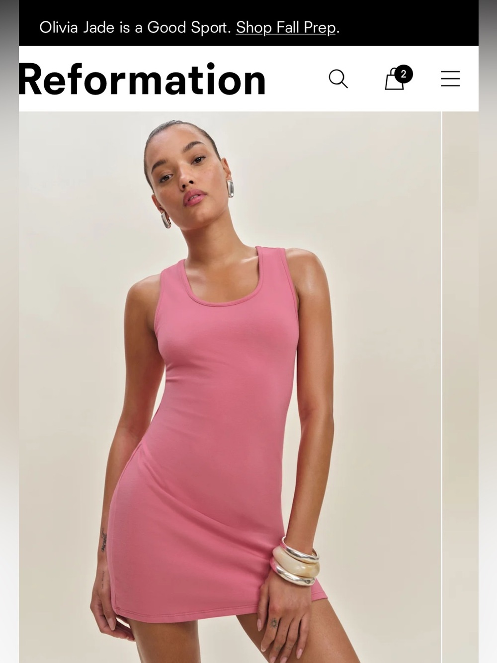 Reformation Pink Mini Tank Dress